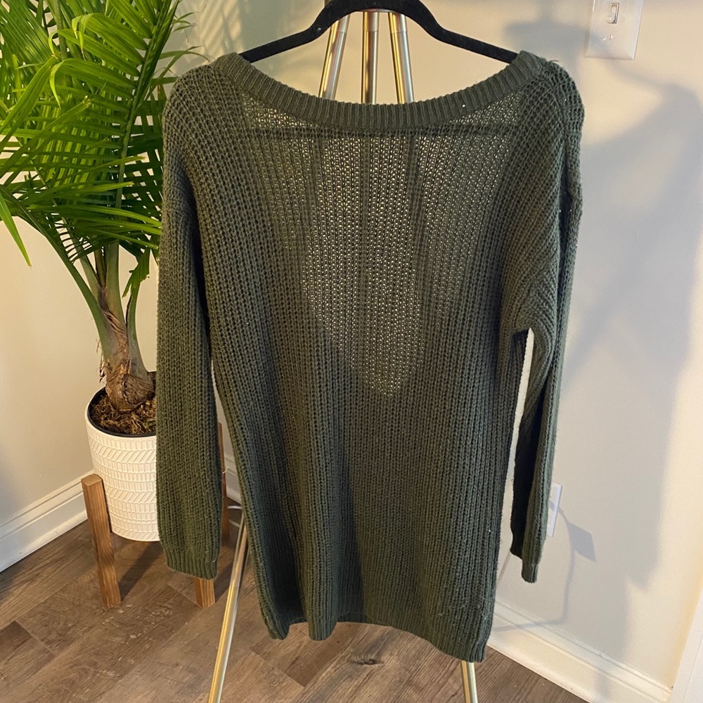 Green Knit Open back sweater